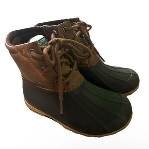 Sperry Port Duck Boots Toddler Boy Size 10 Brown Black Lace Up Ankle Waterproof